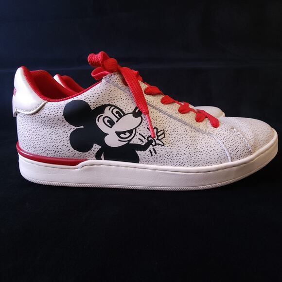 Coach Disney Mickey Mouse Keith Haring Clip Low Top Sneakers Shoes Womens Size 8 - Picture 4 of 9